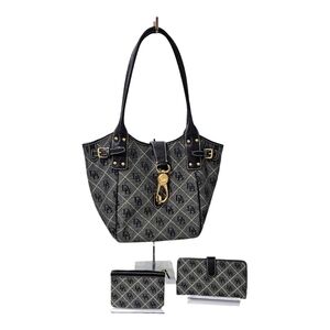 DOONEY & BOURKE Signature Canvas/Leather 3pc Combo Hobo, Wallet & Coin Purse.